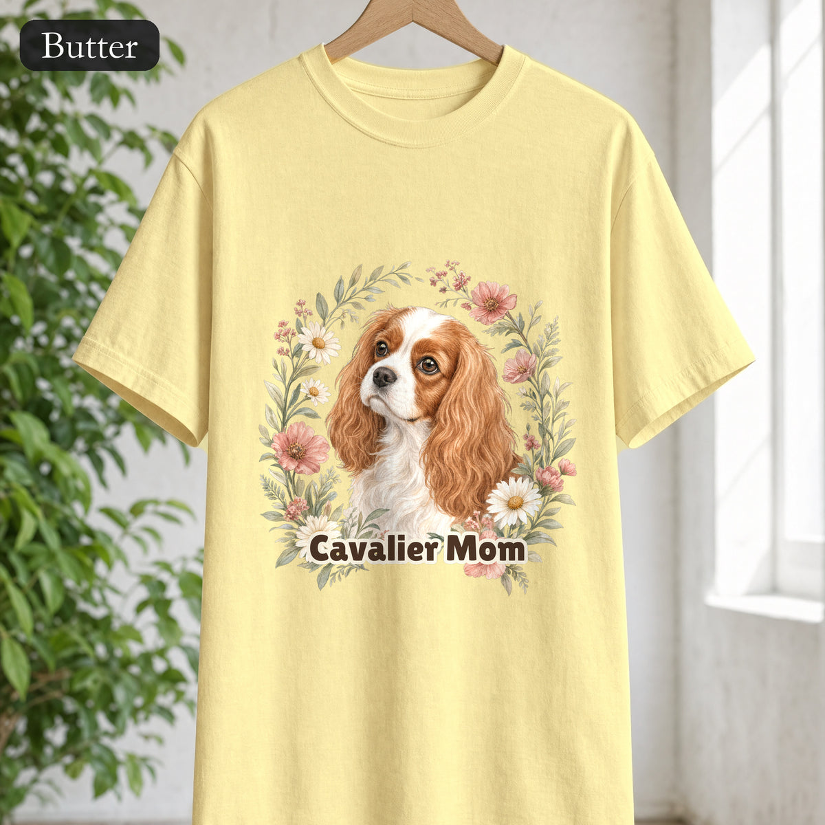 Cavalier Mom Shirt, Cavalier King Charles Spaniel Tee, Dog Mom Gift, Wildflower Dog Lover Sweatshirt