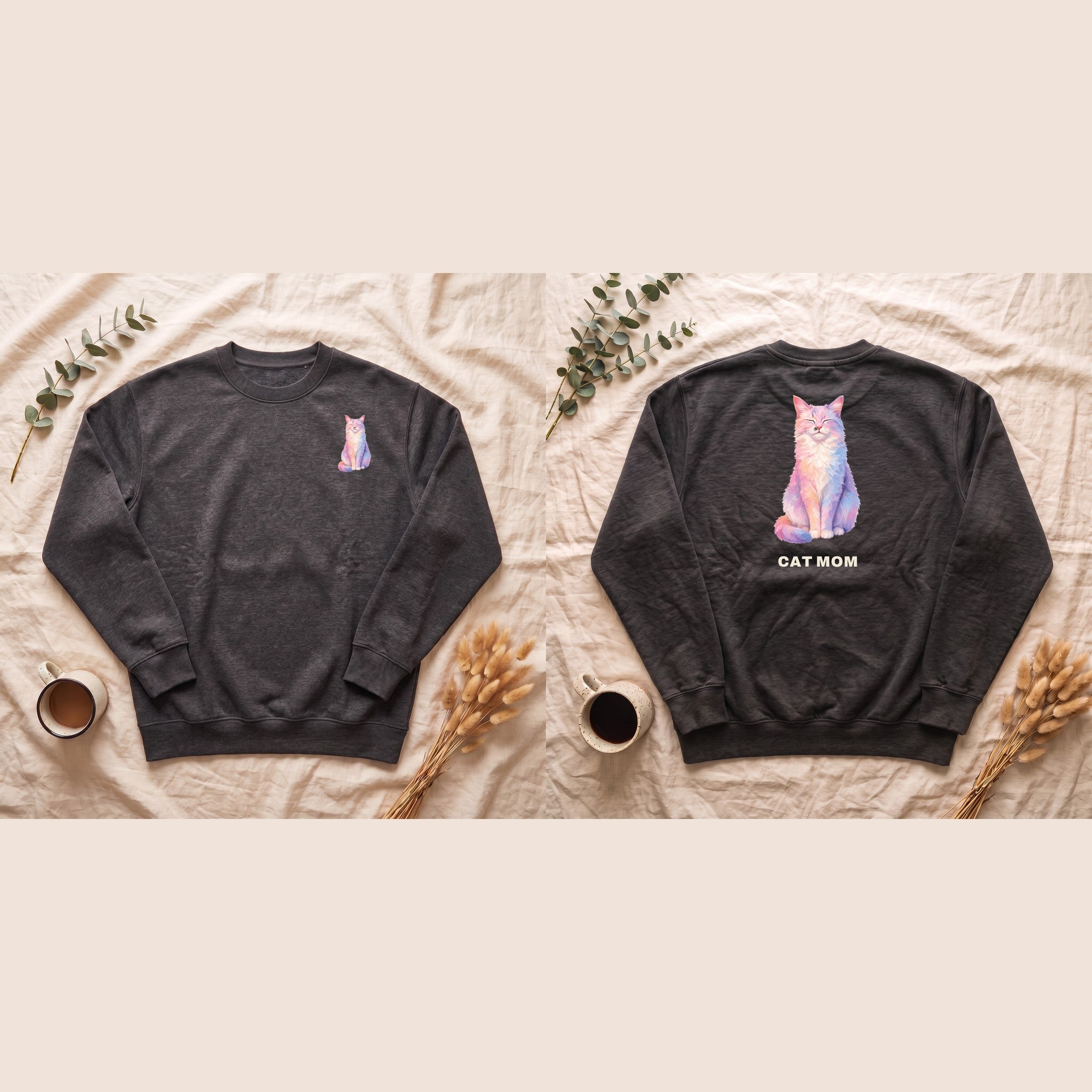 Cat Mom Shirt, Pastel Painterly Cat Tee, Cute Cat Lover Gift, Cat Owner Sweatshirt for Her