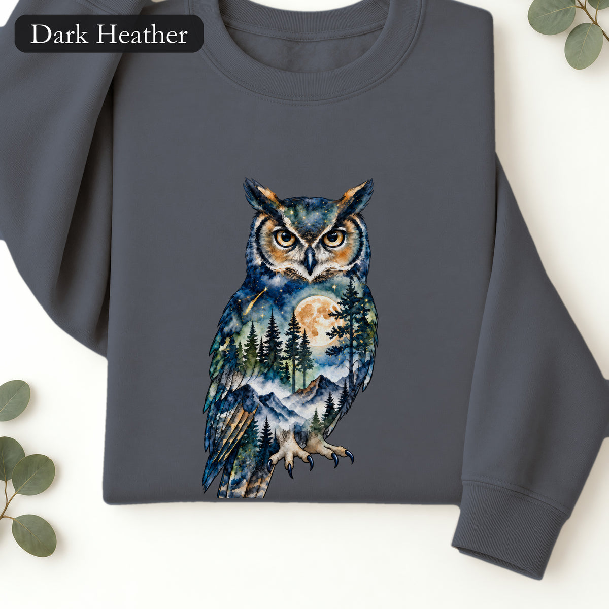 Dreamy Moonlit Owl Forest sweatshirt | Owl Moon Crewneck
