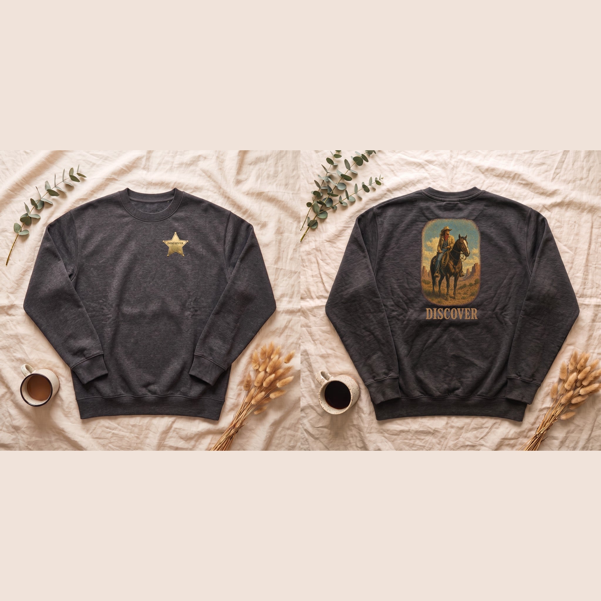 Discover Cowgirl Sweatshirt, Vintage Western Horse Crewneck, Desert Rodeo Sweatshirt, Sheriff Star Cowgirl Gift