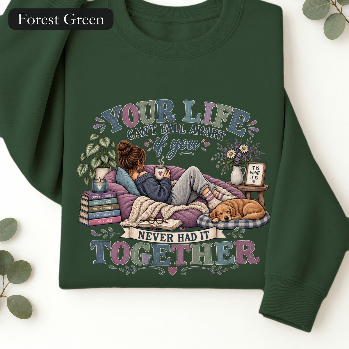 Your Life Your Cottagecore Aesthetic Sweatshirt | Cozy Reading Dog Design