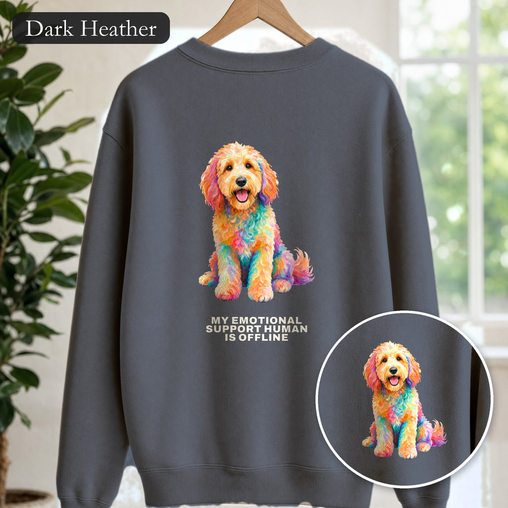 Goldendoodle Shirt, My Emotional Support Human Is Offline Tee, Funny Doodle Dog Mom Gift, Painterly Dog Lover Sweatshirt