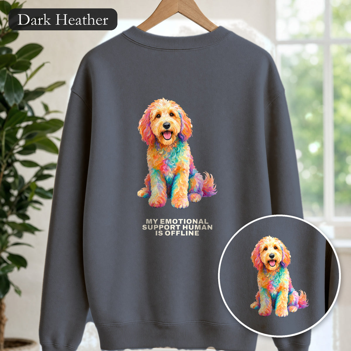 Goldendoodle Shirt, My Emotional Support Human Is Offline Tee, Funny Doodle Dog Mom Gift, Painterly Dog Lover Sweatshirt
