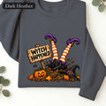 Witch Happened legs up in graveyard Sweatshirt | Halloween witch pumpkin witch design
