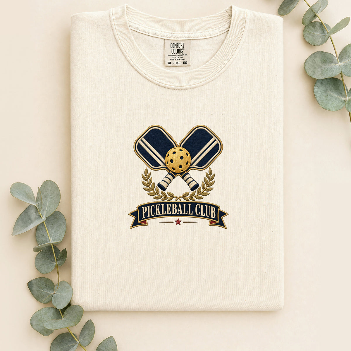 Pickleball Club Paddle and Ball Shirt | Faux Embroidery