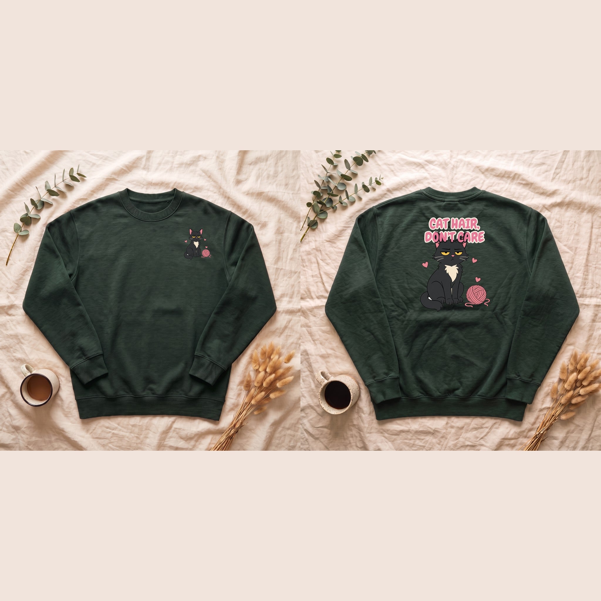 Cat Hair Don't Care Shirt, Funny Cat Mom Tee, Cat Lover Gift, Cat Owner Sweatshirt