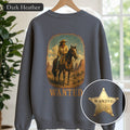 Wanted Cowgirl Sweatshirt, Vintage Western Wanted Poster Crewneck, Desert Outlaw Sweatshirt, Sheriff Star Cowgirl Gift