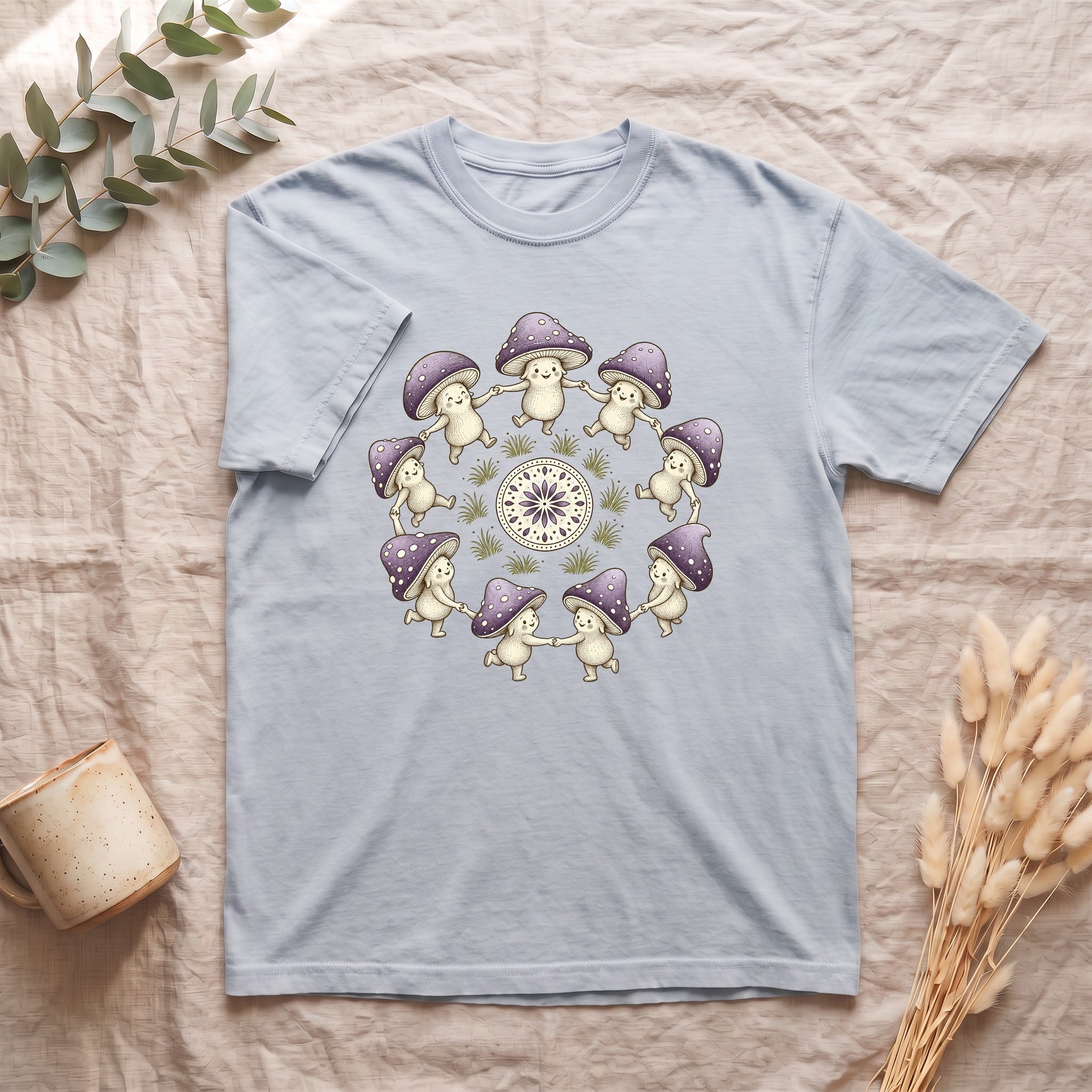 Cottagecore Mushroom Shirt, Lavender Fairy Ring Tee, Goblincore Nature Gift, Whimsical Mushroom Sweatshirt
