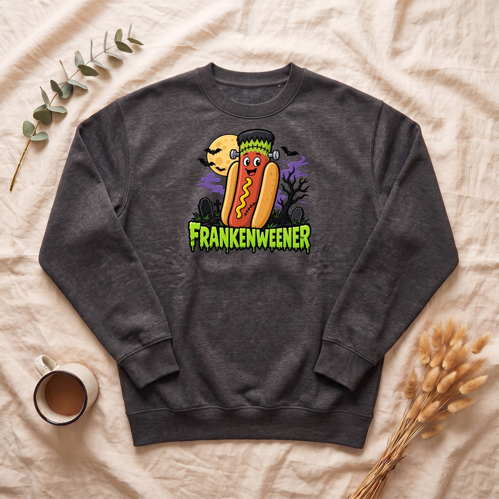 Frankenweener Hot Dog Halloween Sweatshirt | Funny Spooky Cartoon