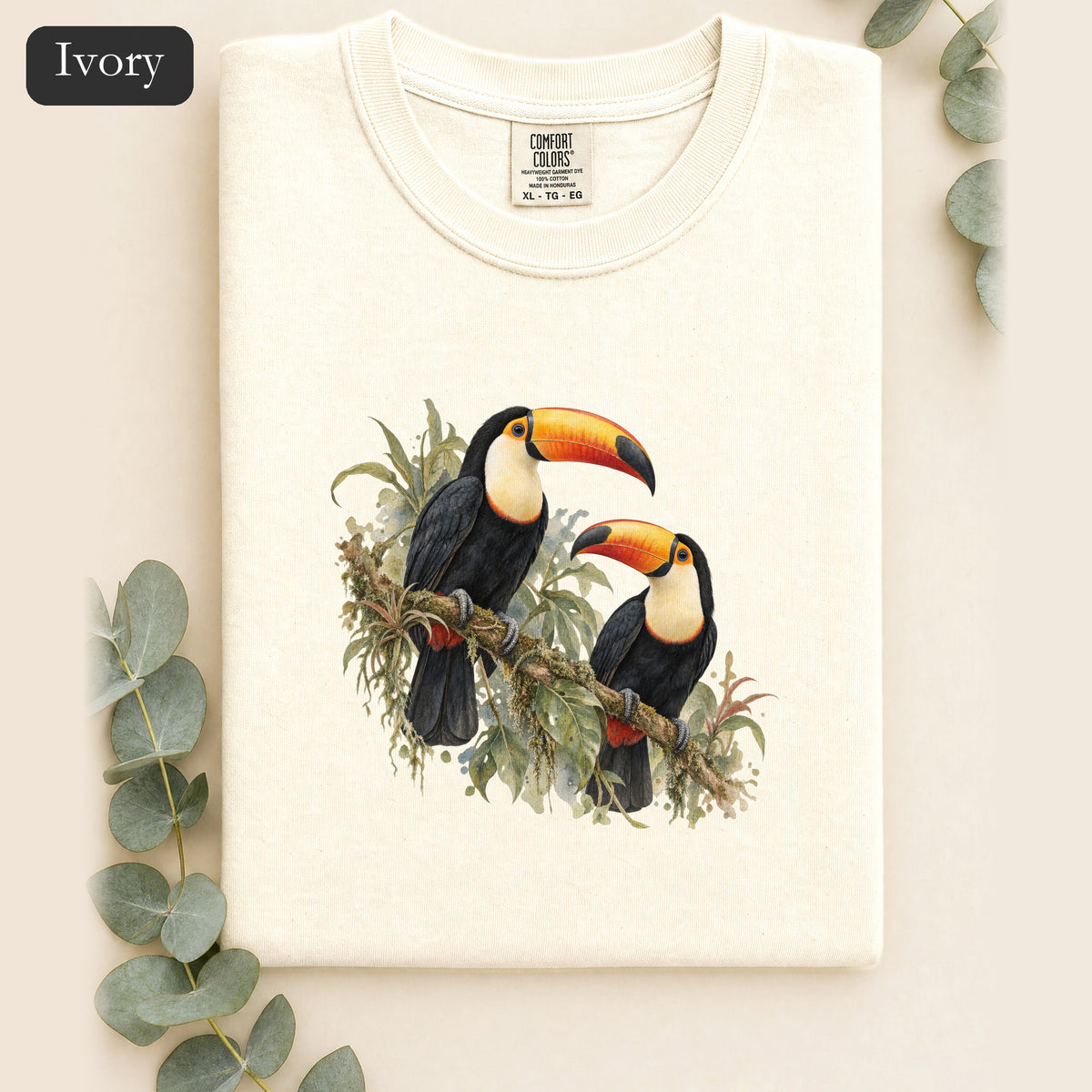 Toucan Pair Tropical Bird Shirt | Botanical Illustration