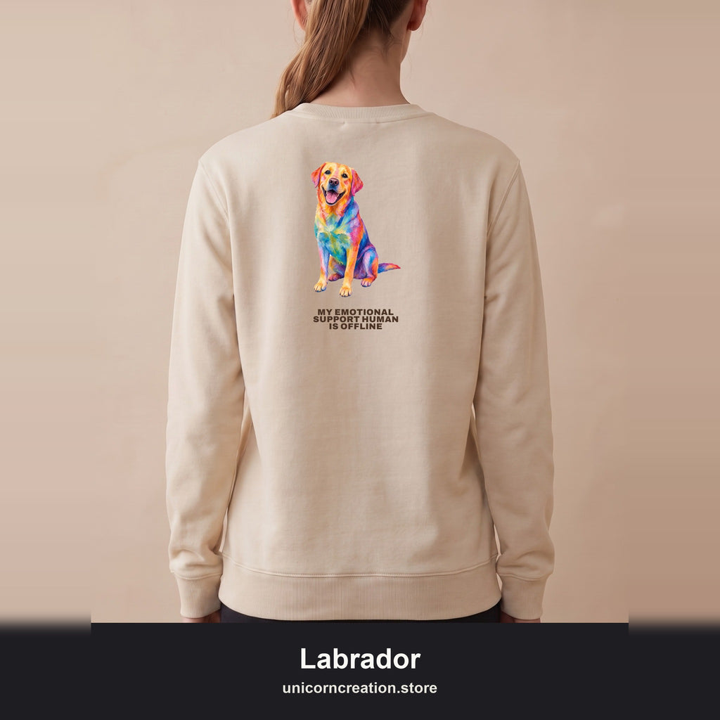 Labrador Shirt, My Emotional Support Human Is Offline Tee, Funny Lab Dog Mom Gift, Painterly Dog Lover Sweatshirt