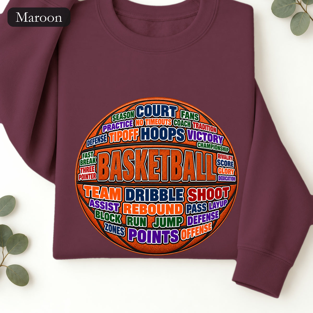Basketball Word Art Sweatshirt | Basketball Typography Crewneck