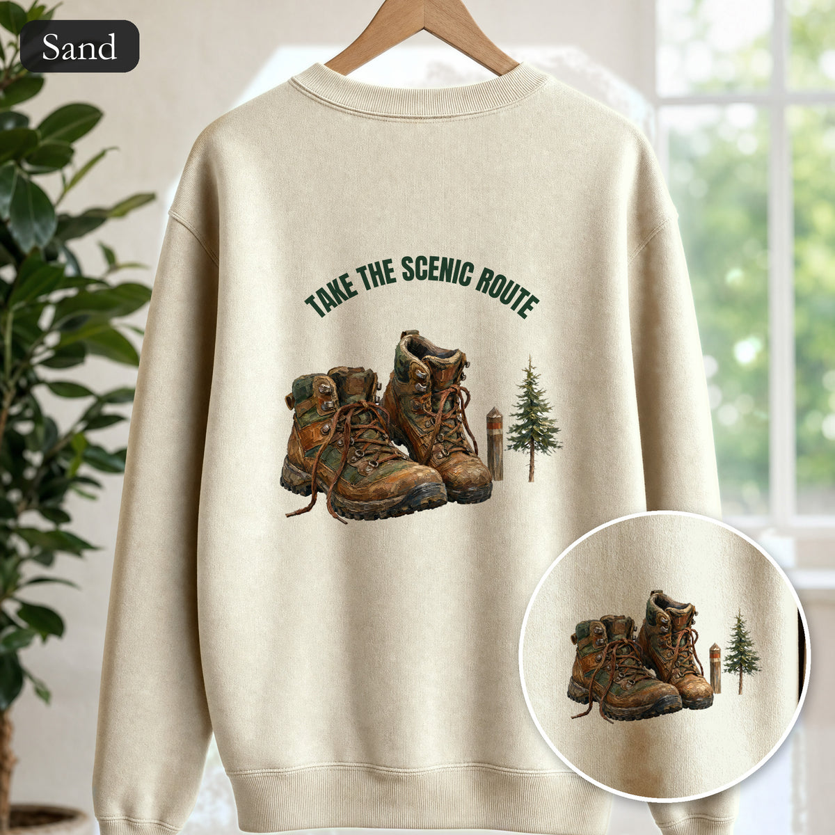 Take the Scenic Route Shirt, Hiking Trail Tee, Outdoor Adventure Nature Gift, Painterly Mountain Sweatshirt