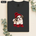 Shih Tzu Puppy in Red Beanie & Boots Shirt | Cute Dog Tee
