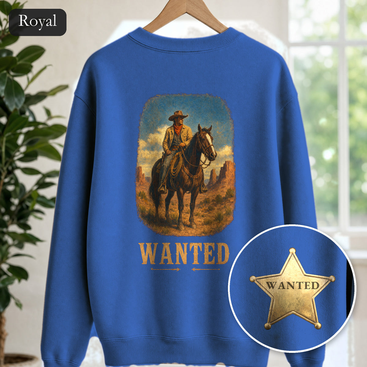 Wanted Cowboy Sweatshirt, Vintage Western Wanted Poster Crewneck, Desert Outlaw Sweatshirt, Sheriff Star Cowboy Gift