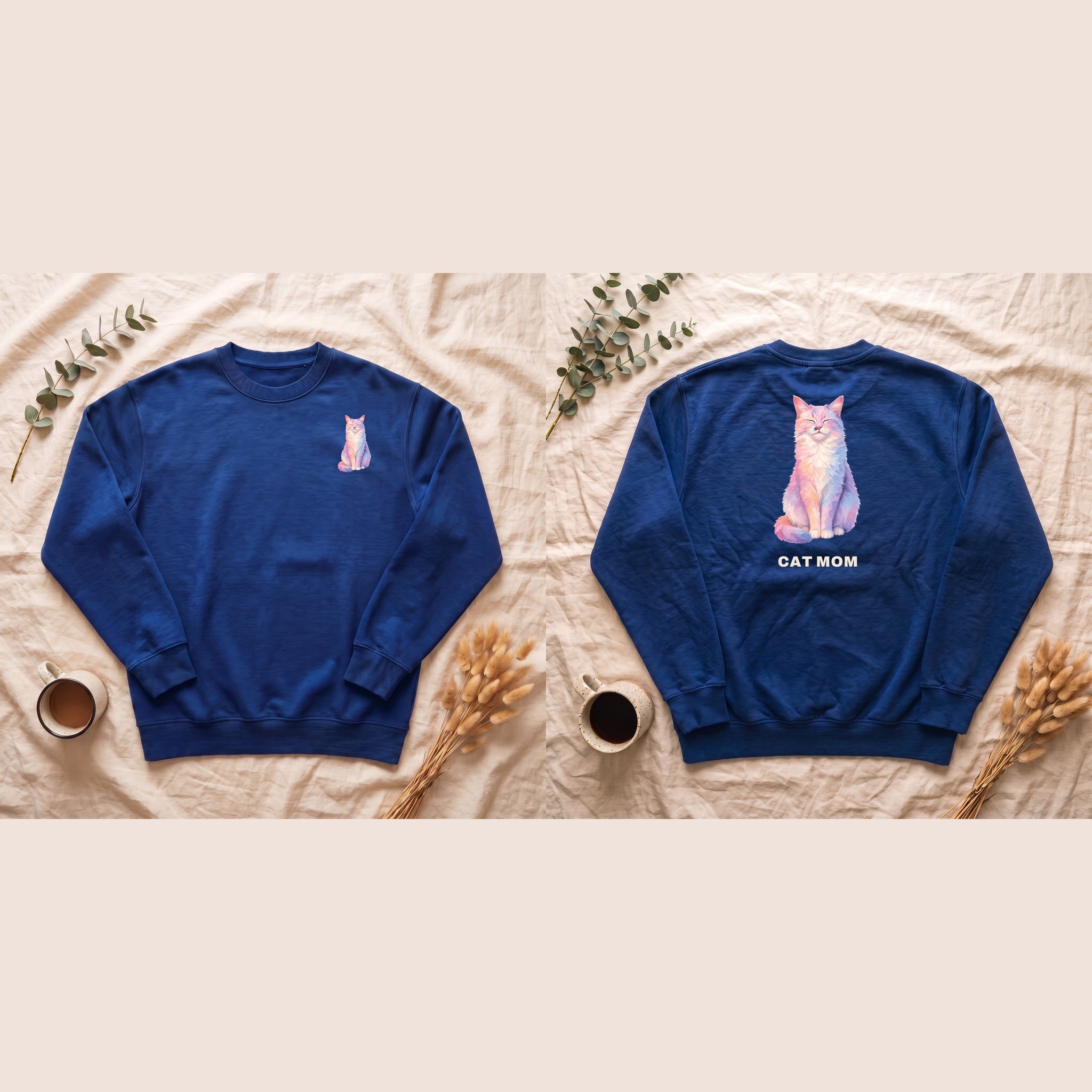 Cat Mom Shirt, Pastel Painterly Cat Tee, Cute Cat Lover Gift, Cat Owner Sweatshirt for Her