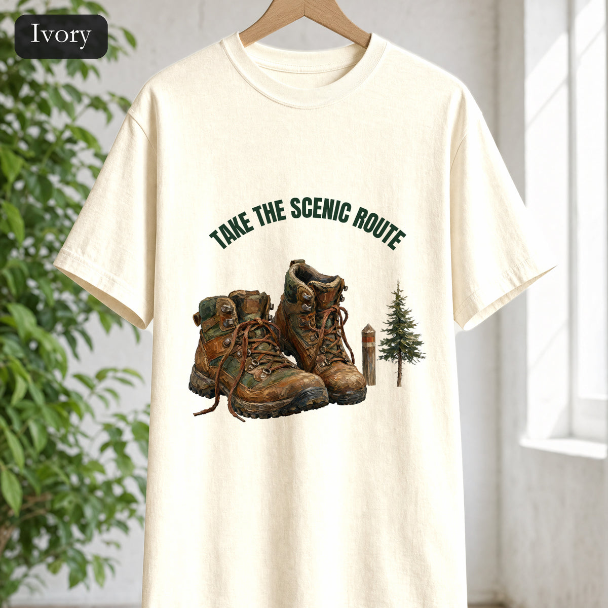 Take the Scenic Route Shirt, Hiking Trail Tee, Outdoor Adventure Nature Gift, Painterly Mountain Sweatshirt