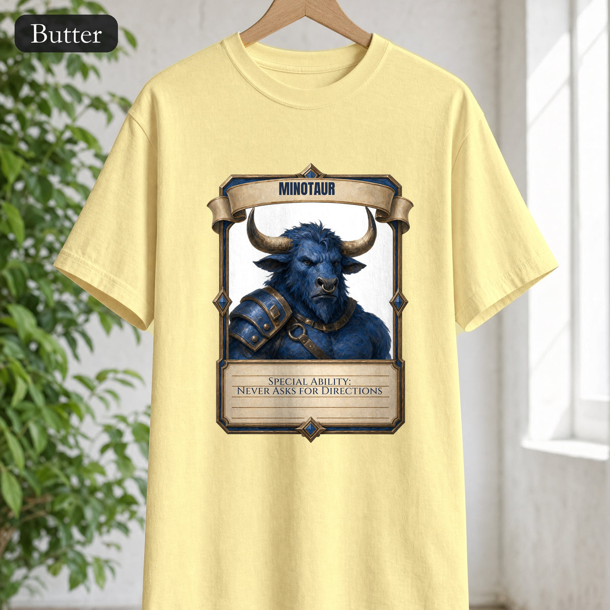 Minotaur Never Asks for Directions Shirt, Funny RPG Stat Card Tee, Tabletop Gamer D20 Gift, Fantasy Dungeon Sweatshirt