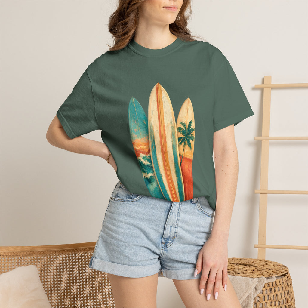 Vintage Surfboard Quarter Zip, Painterly Surf Art Pullover, Beach Coastal Surfer Gift, Summer Ocean Sweatshirt