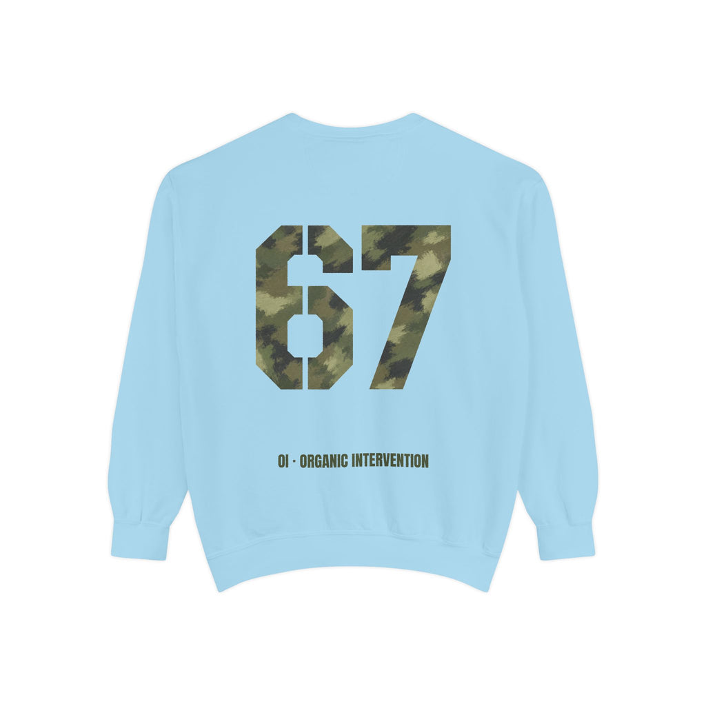 Organic Intervention 67 Camo Shirt, OI Military Number Tee, Streetwear Camo Graphic Gift, Bold Statement Sweatshirt