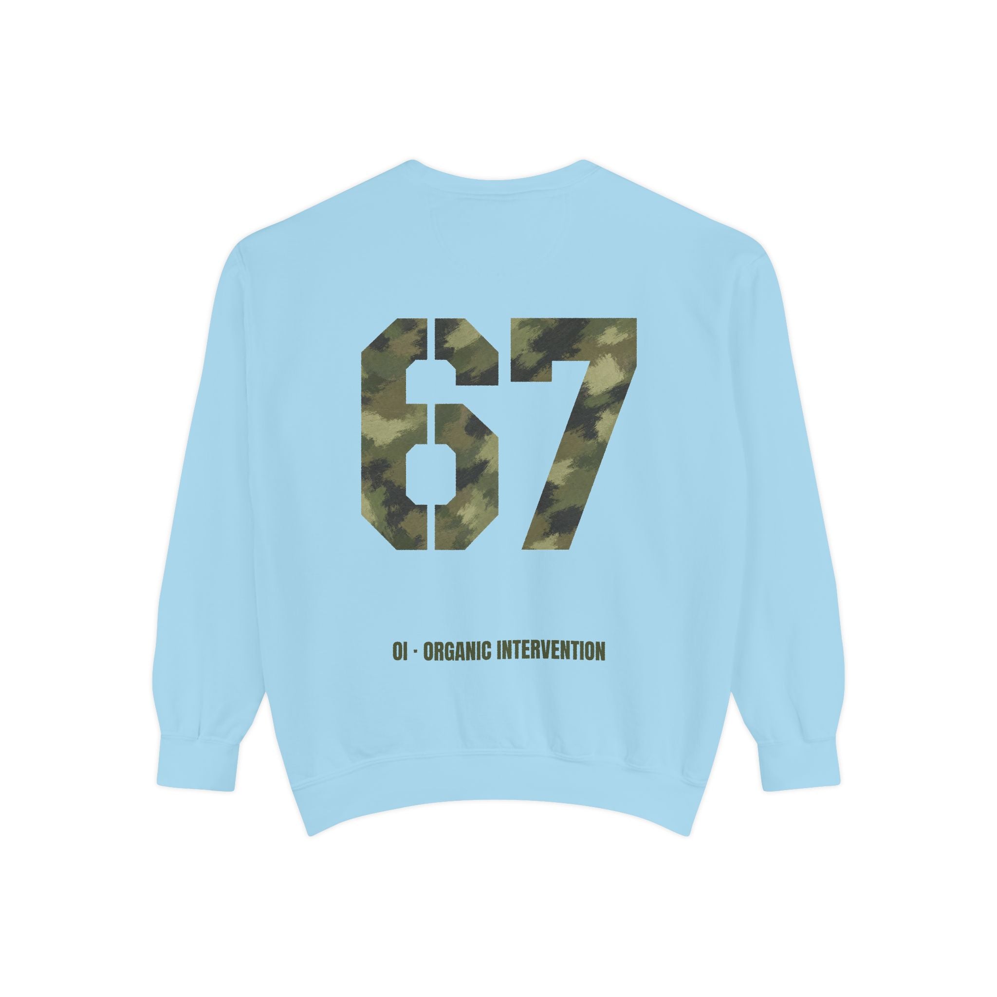 Organic Intervention 67 Camo Shirt, OI Military Number Tee, Streetwear Camo Graphic Gift, Bold Statement Sweatshirt