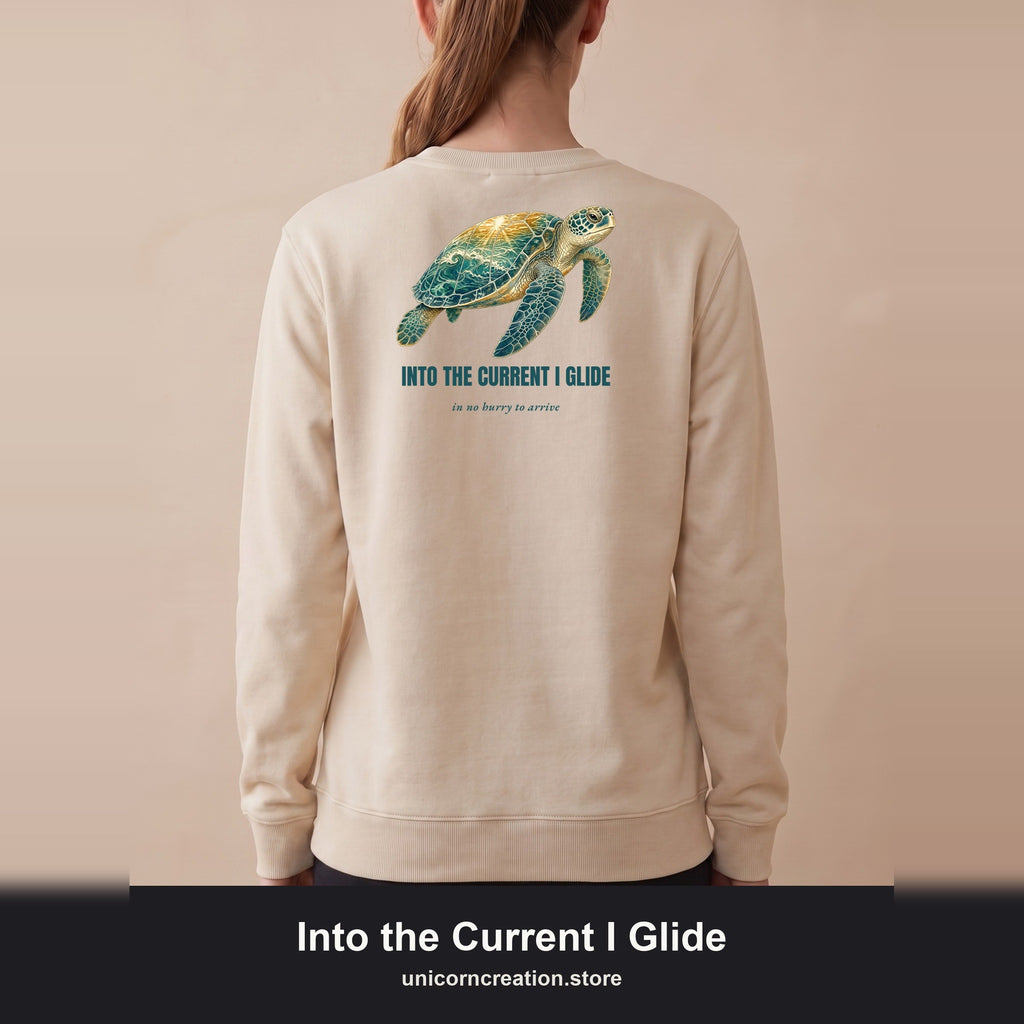 Into the Current I Glide Shirt, Sea Turtle Double Exposure Tee, Ocean Lover Marine Life Gift, Beach Nautical Sweatshirt