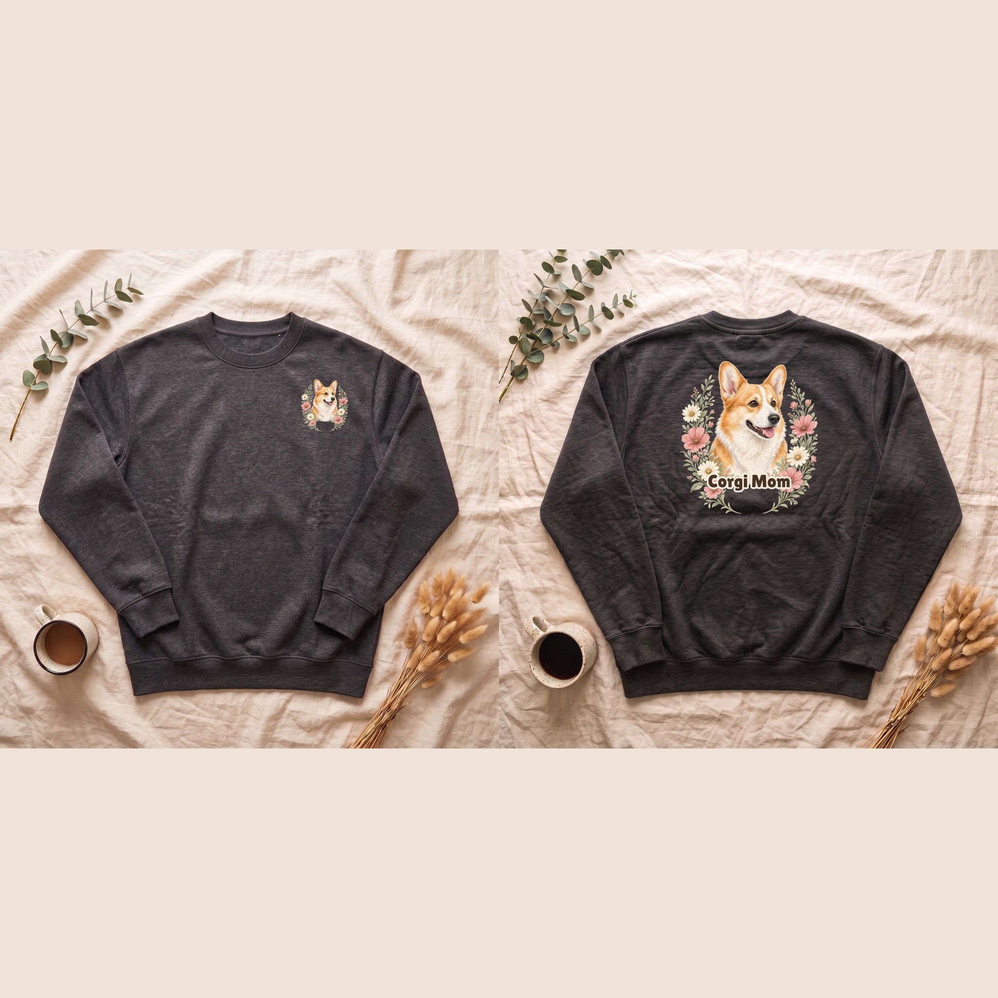 Corgi Mom Shirt, Corgi Mama Tee, Dog Mom Gift, Wildflower Corgi Lover Sweatshirt, Cute Dog Owner Gift