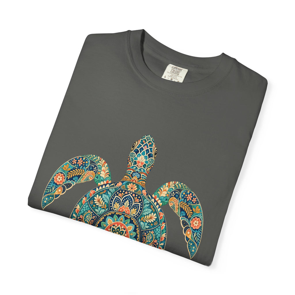 Boho Sea Turtle Shirt, Folk Art Turtle Tee, Japanese Pattern Ocean Lover Gift, Vintage Floral Turtle Sweatshirt