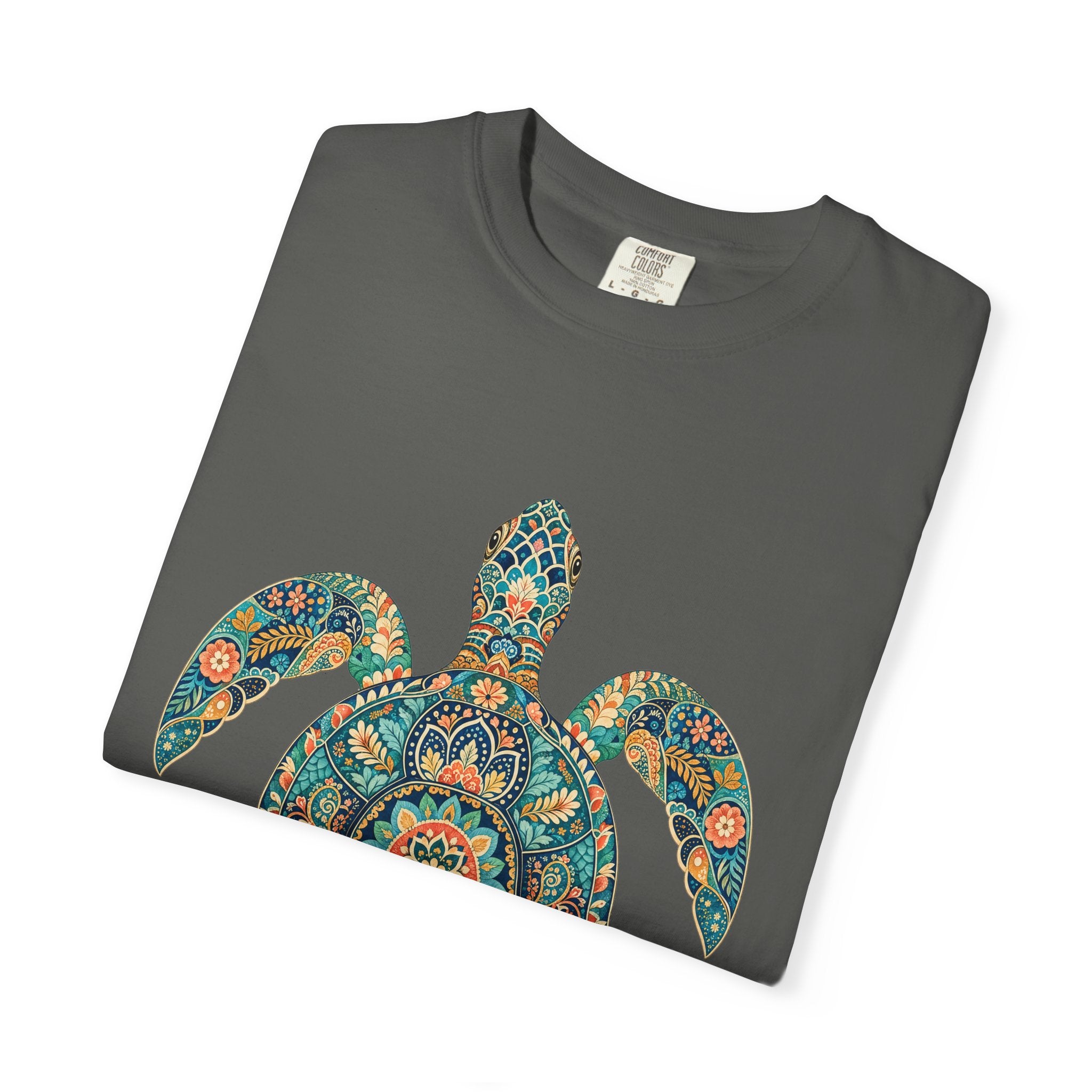 Boho Sea Turtle Shirt, Folk Art Turtle Tee, Japanese Pattern Ocean Lover Gift, Vintage Floral Turtle Sweatshirt