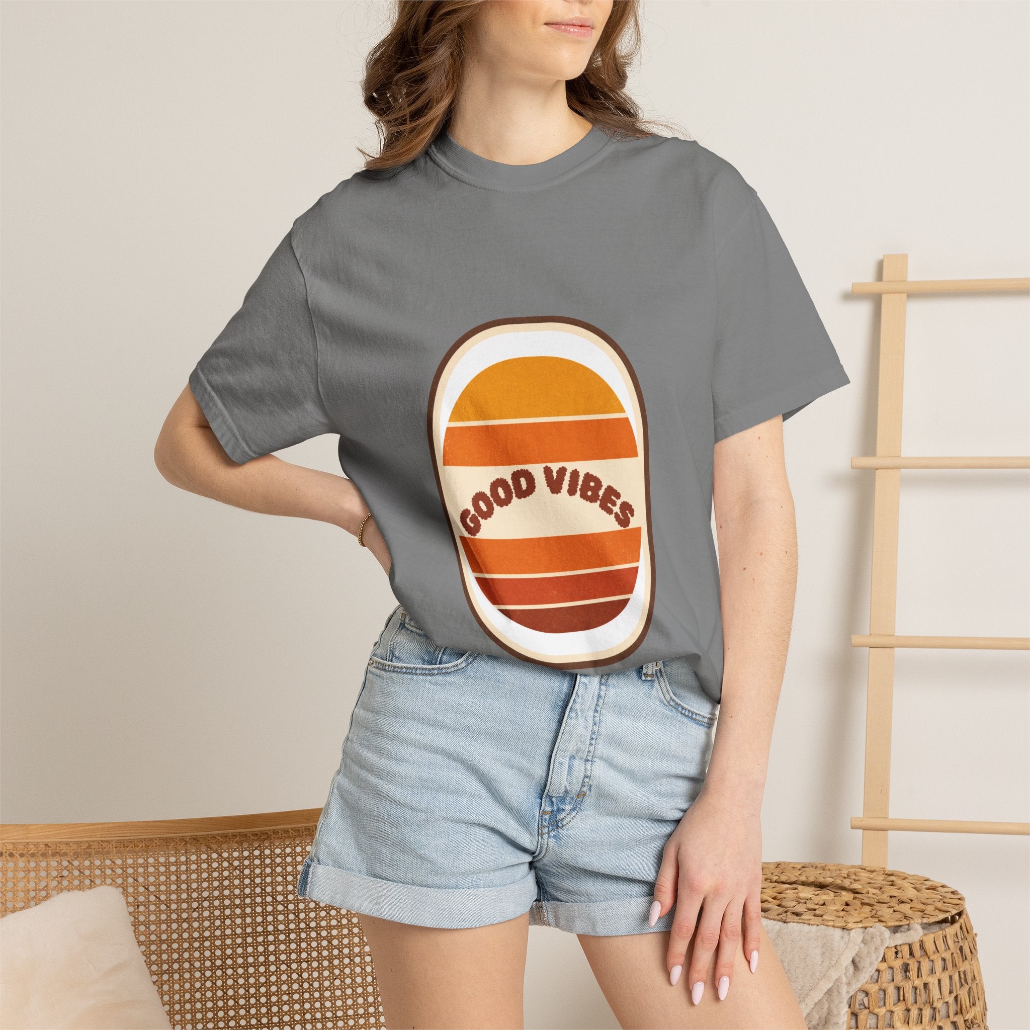 Good Vibes Retro Sunset Shirt, 70s Aesthetic Tee, Vintage Sunset Stripes Gift, Groovy Summer Sweatshirt