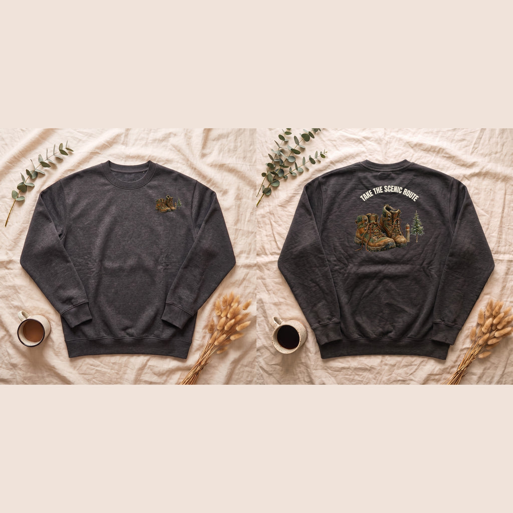 Take the Scenic Route Shirt, Hiking Trail Tee, Outdoor Adventure Nature Gift, Painterly Mountain Sweatshirt