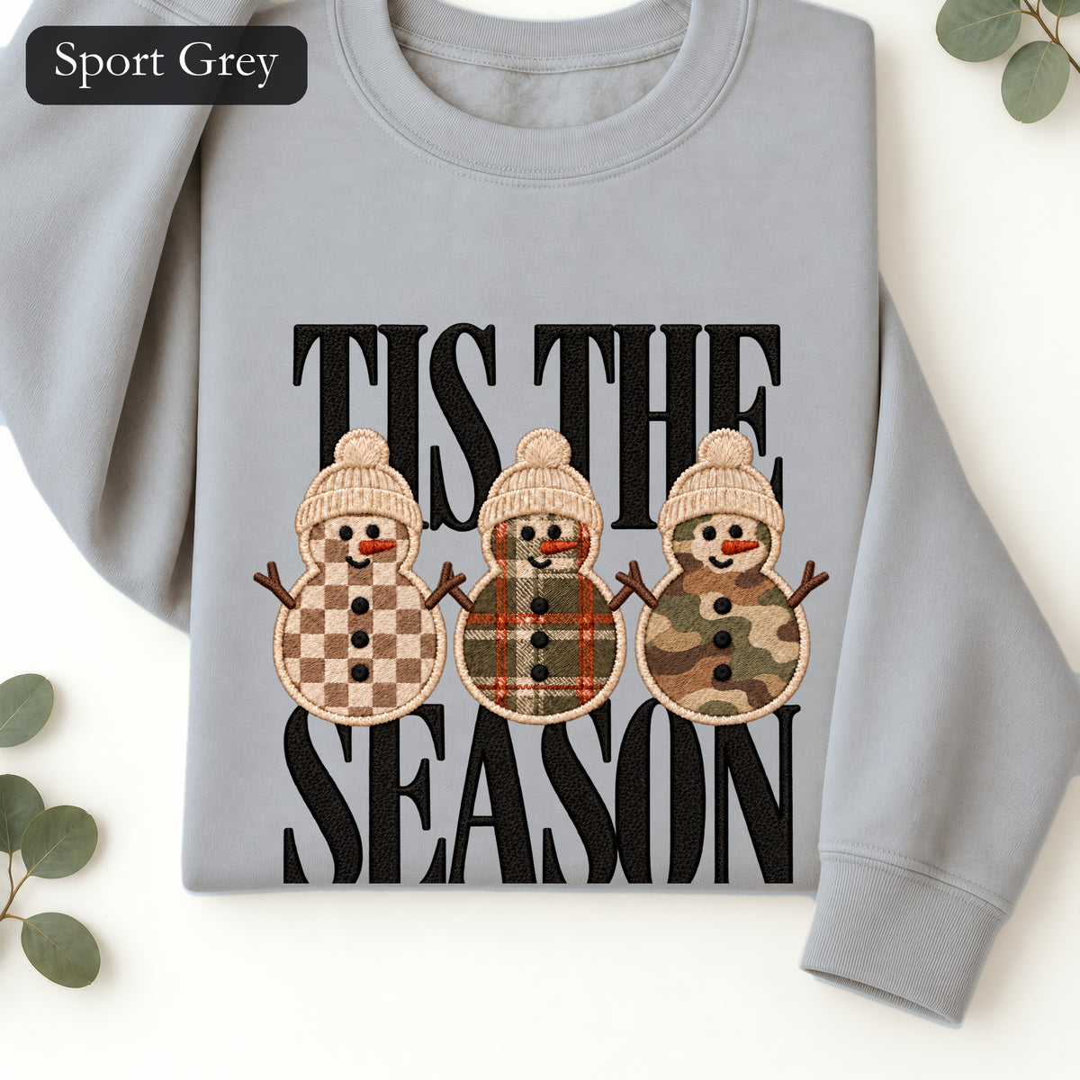 Plaid Snowmen Trio Crewneck Sweatshirt | Cozy Winter Snowman Design
