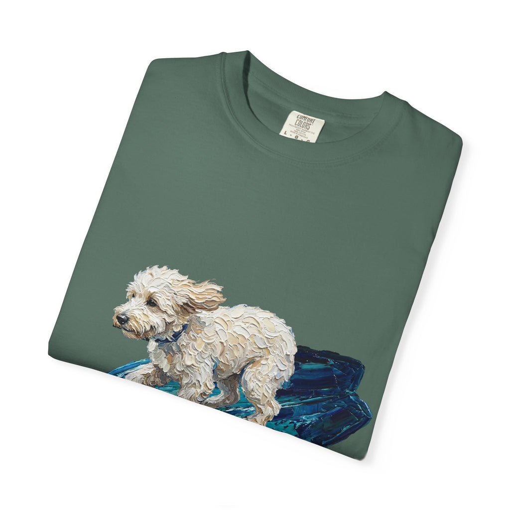 Surfing Dog Shirt, Painterly Surf Dog Tee, Beach Coastal Dog Lover Gift, Summer Ocean Dog Mom Sweatshirt
