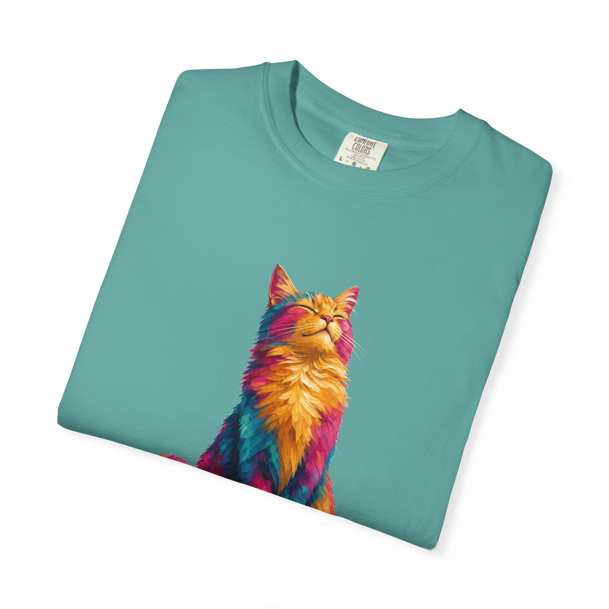 Cat Mom Shirt, Vibrant Painterly Cat Tee, Bold Cat Lover Gift, Colorful Cat Owner Sweatshirt