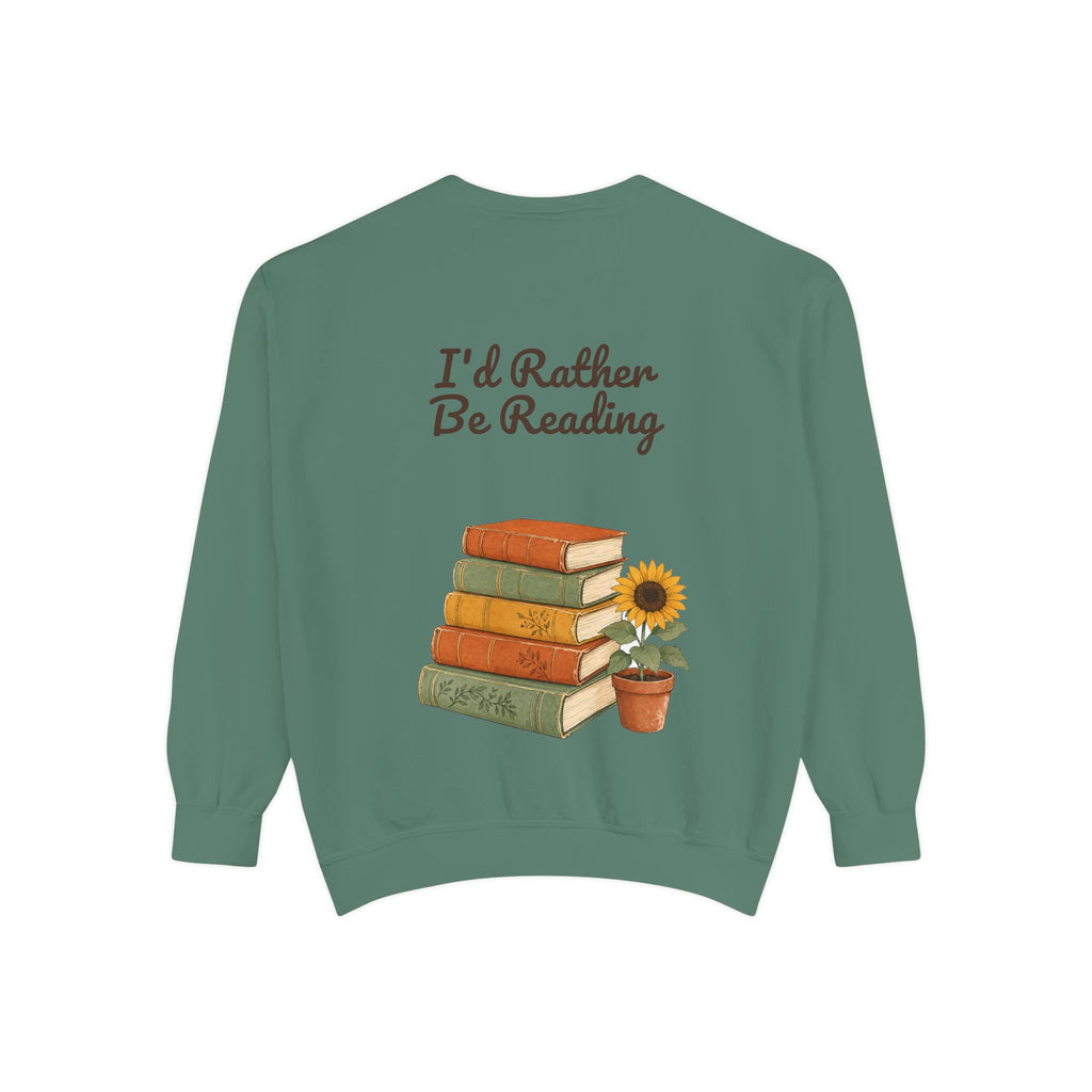 I'd Rather Be Reading Shirt, Book Lover Tee, Bookish Reader Gift, Cozy Sunflower Reading Sweatshirt