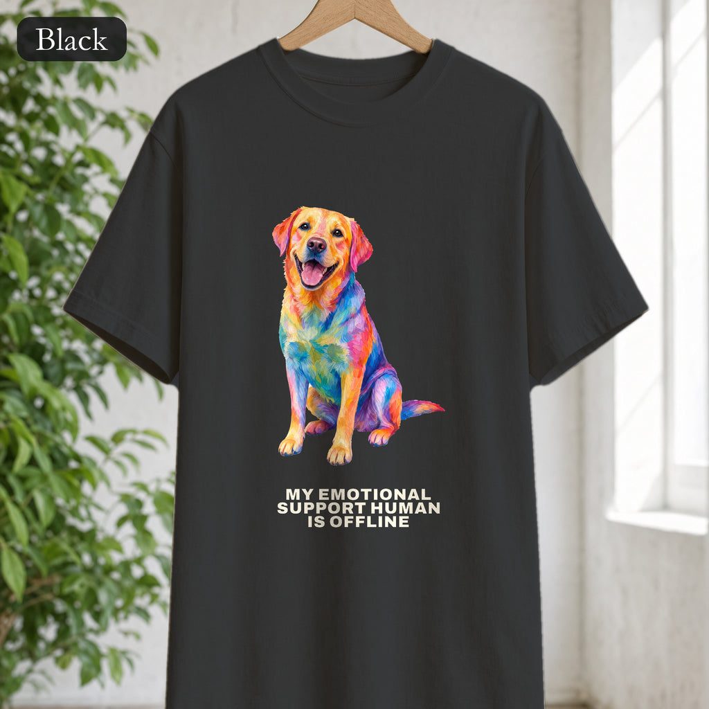 Labrador Shirt, My Emotional Support Human Is Offline Tee, Funny Lab Dog Mom Gift, Painterly Dog Lover Sweatshirt