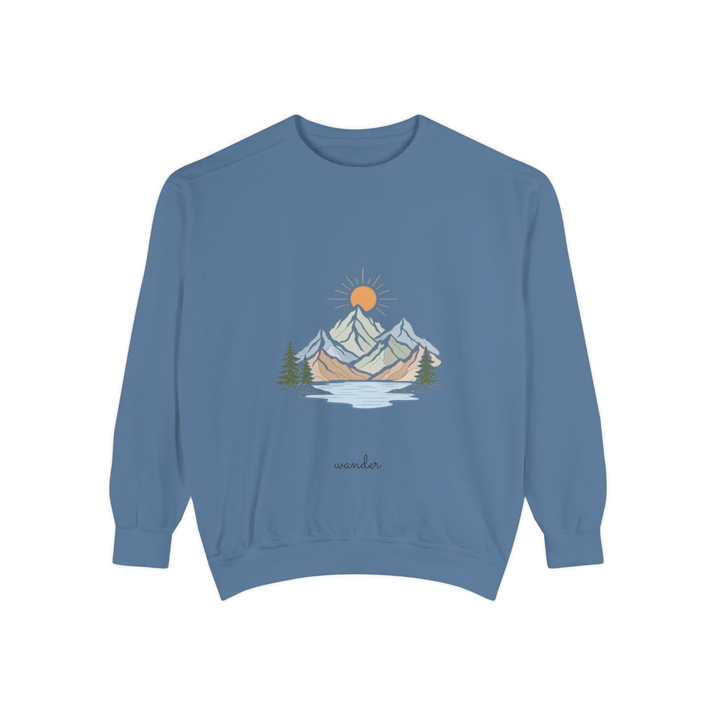 Minimalist Mountain Shirt, Wander Line Art Tee, Nature Hiking Adventure Gift, Modern Outdoor Sweatshirt