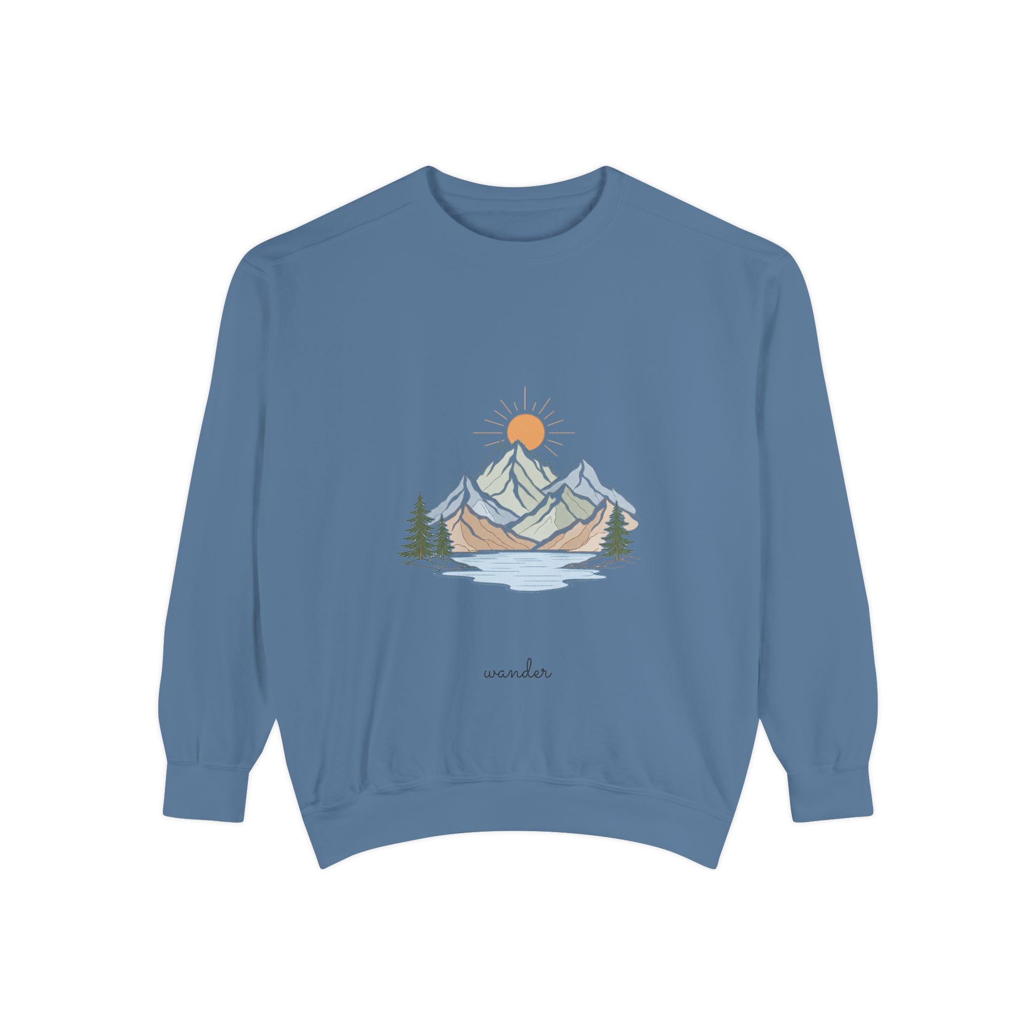 Minimalist Mountain Shirt, Wander Line Art Tee, Nature Hiking Adventure Gift, Modern Outdoor Sweatshirt