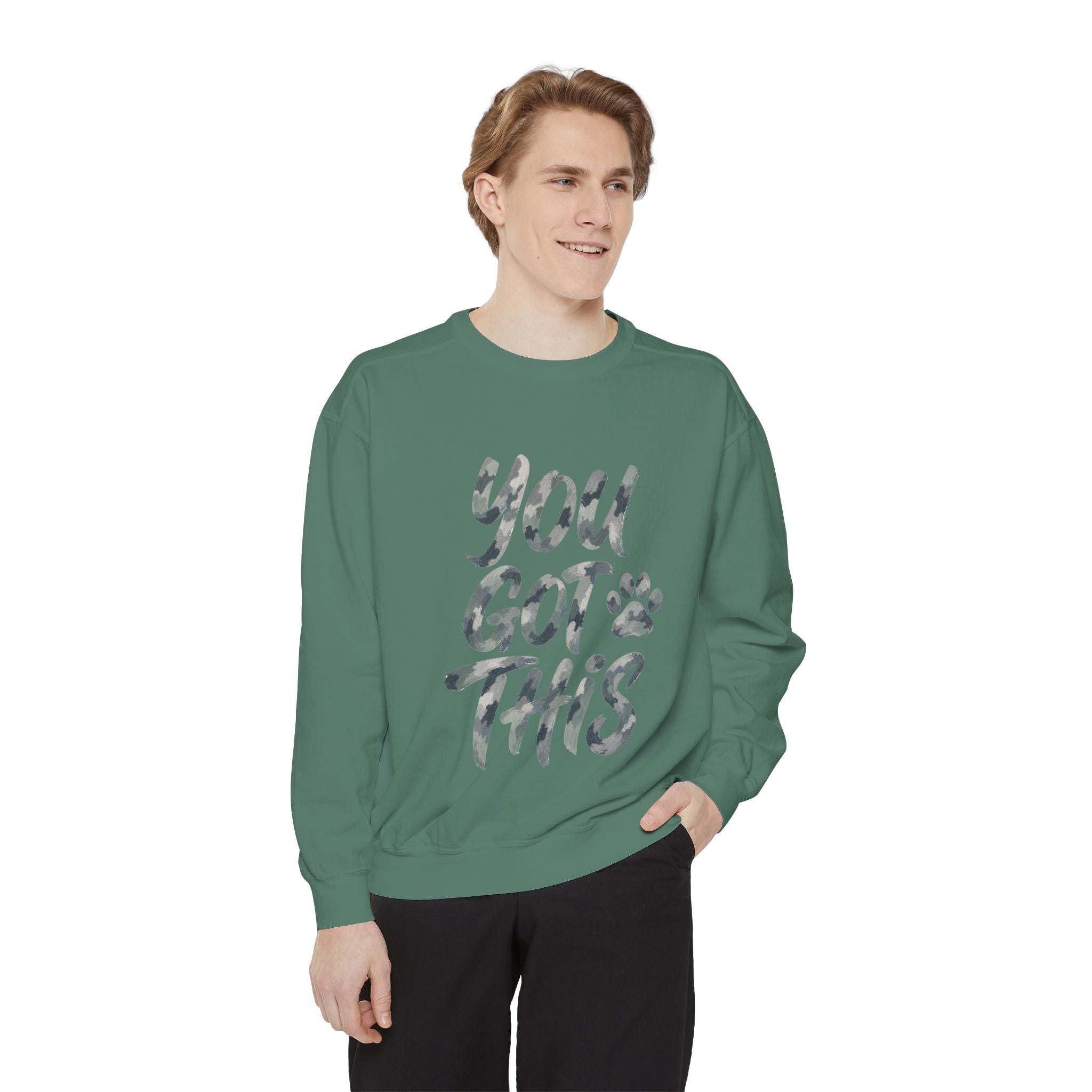 You Got This Shirt, Camo Motivational Tee, Encouragement Mental Health Gift, Positive Vibes Paw Print Sweatshirt