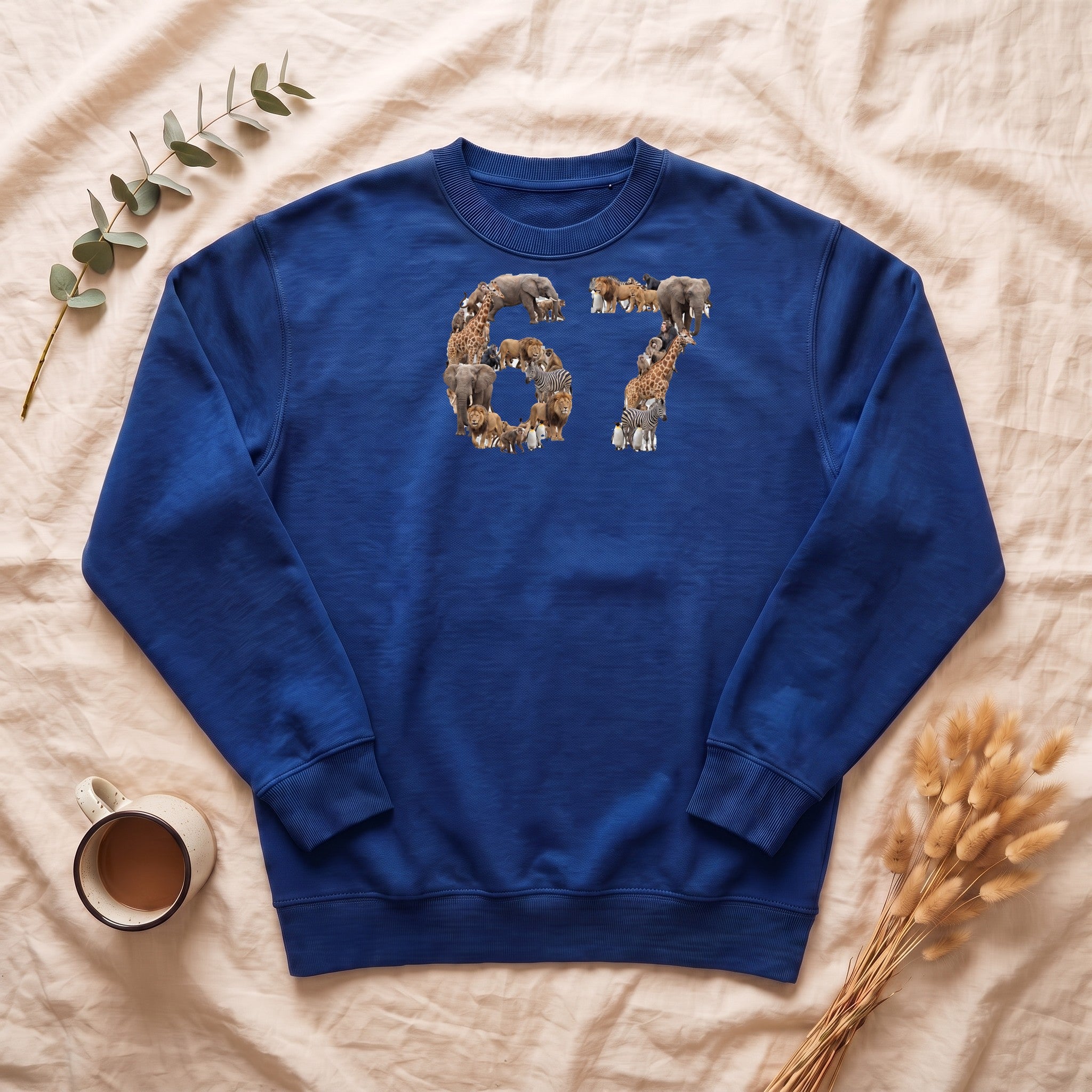 67 Zoo Animals Shirt, Funny 67 Meme Tee, Trendy Animal Number Gift, Giraffe Elephant Lion Sweatshirt