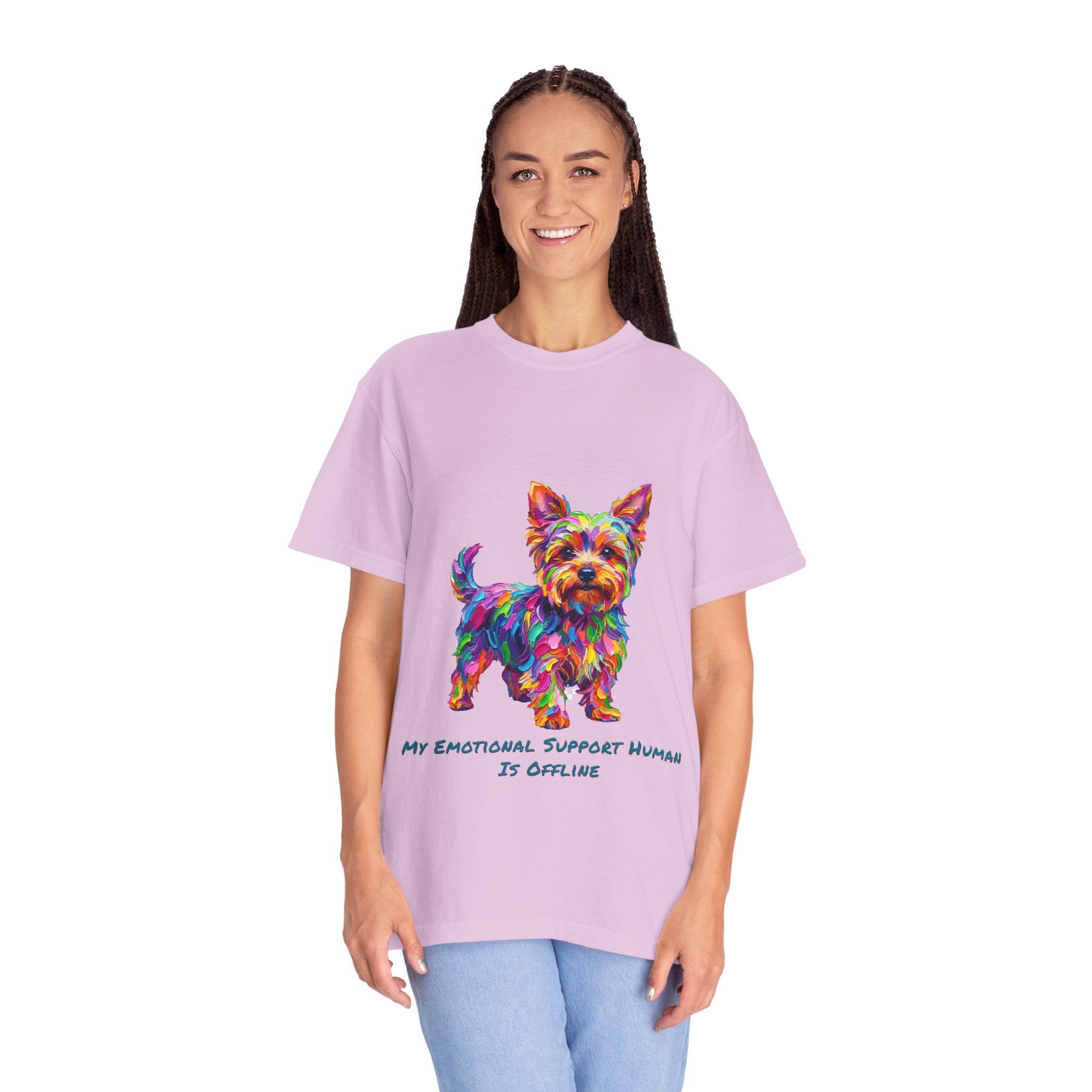 Yorkie T-Shirt — My Emotional Support Human Is Offline