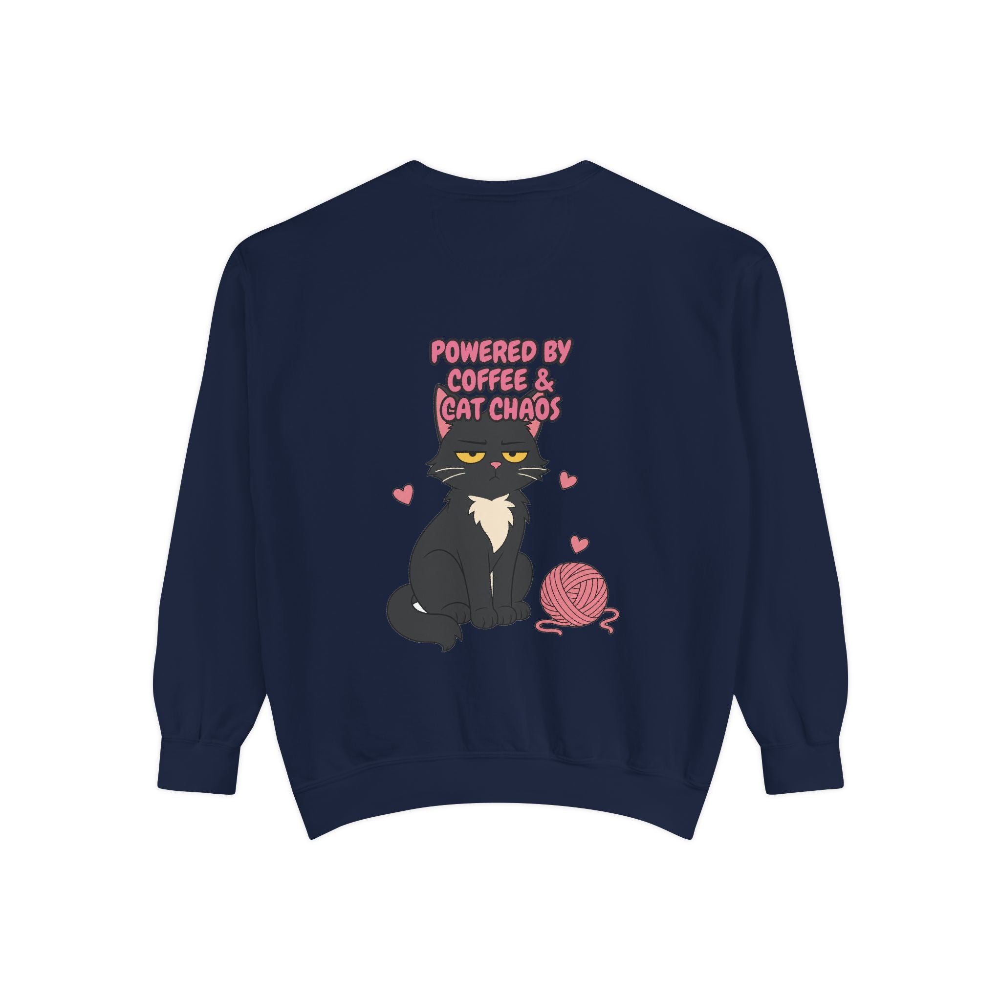 Powered By Coffee and Cat Chaos Shirt, Funny Cat Mom Coffee Tee, Cat Lover Gift, Cat Owner Sweatshirt