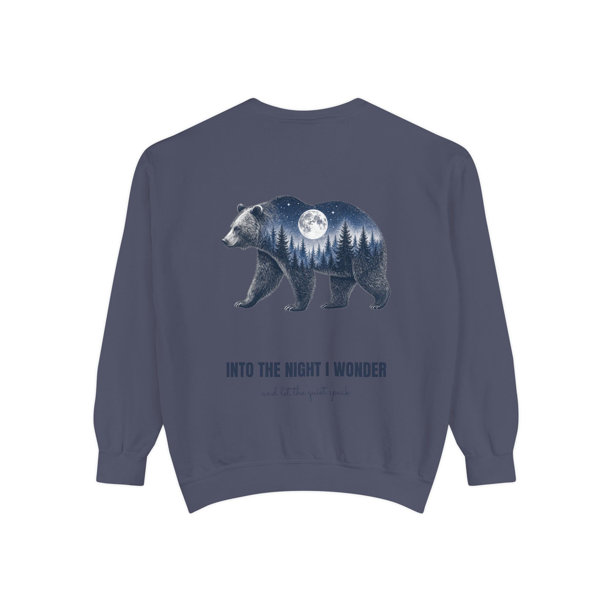 Into the Night I Wonder Shirt, Bear Double Exposure Tee, Moonlit Forest Camping Gift, Woodland Nature Sweatshirt