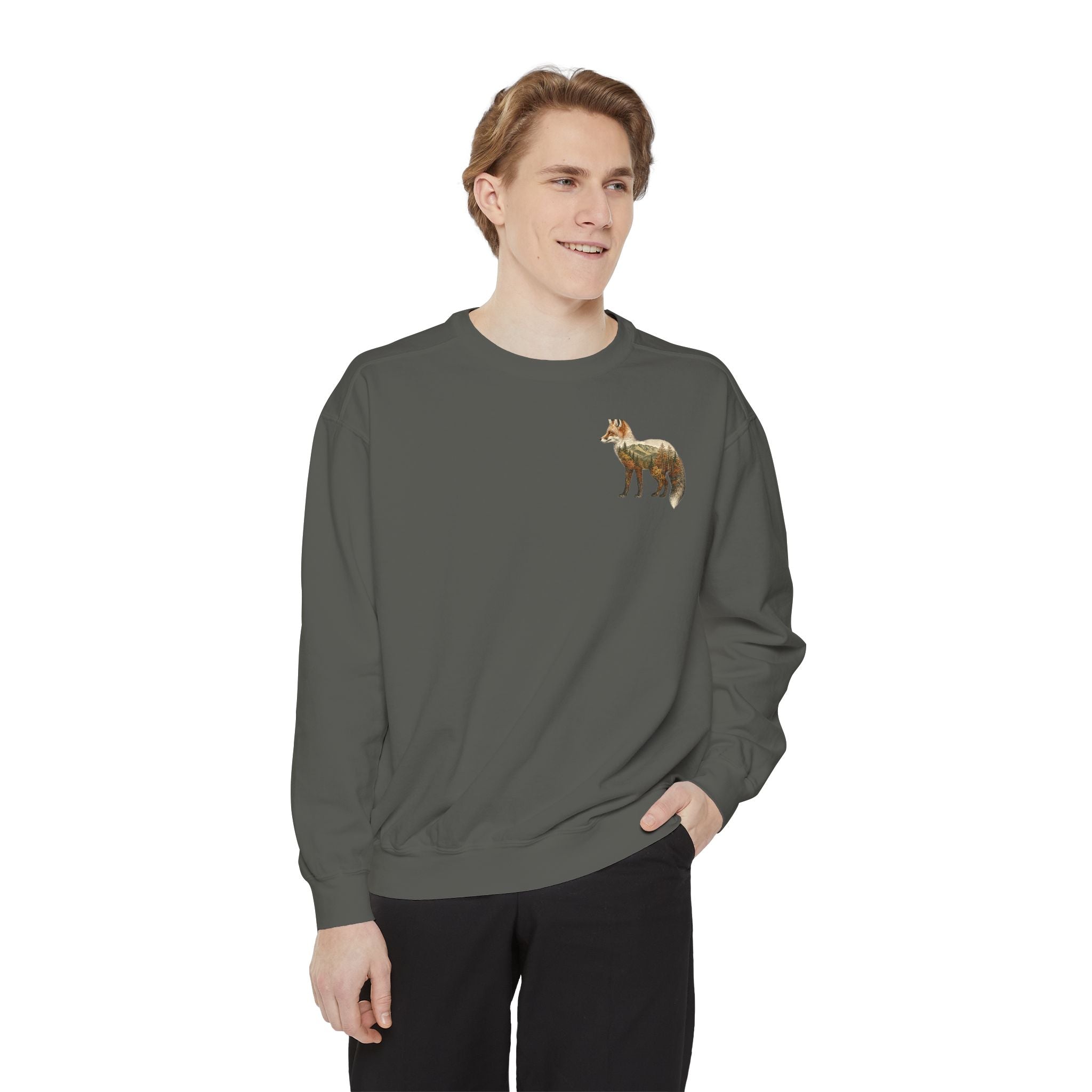 Into the Unknown I Roam Shirt, Fox Double Exposure Tee, Woodland Wanderlust Adventure Gift, Nature Hiking Sweatshirt