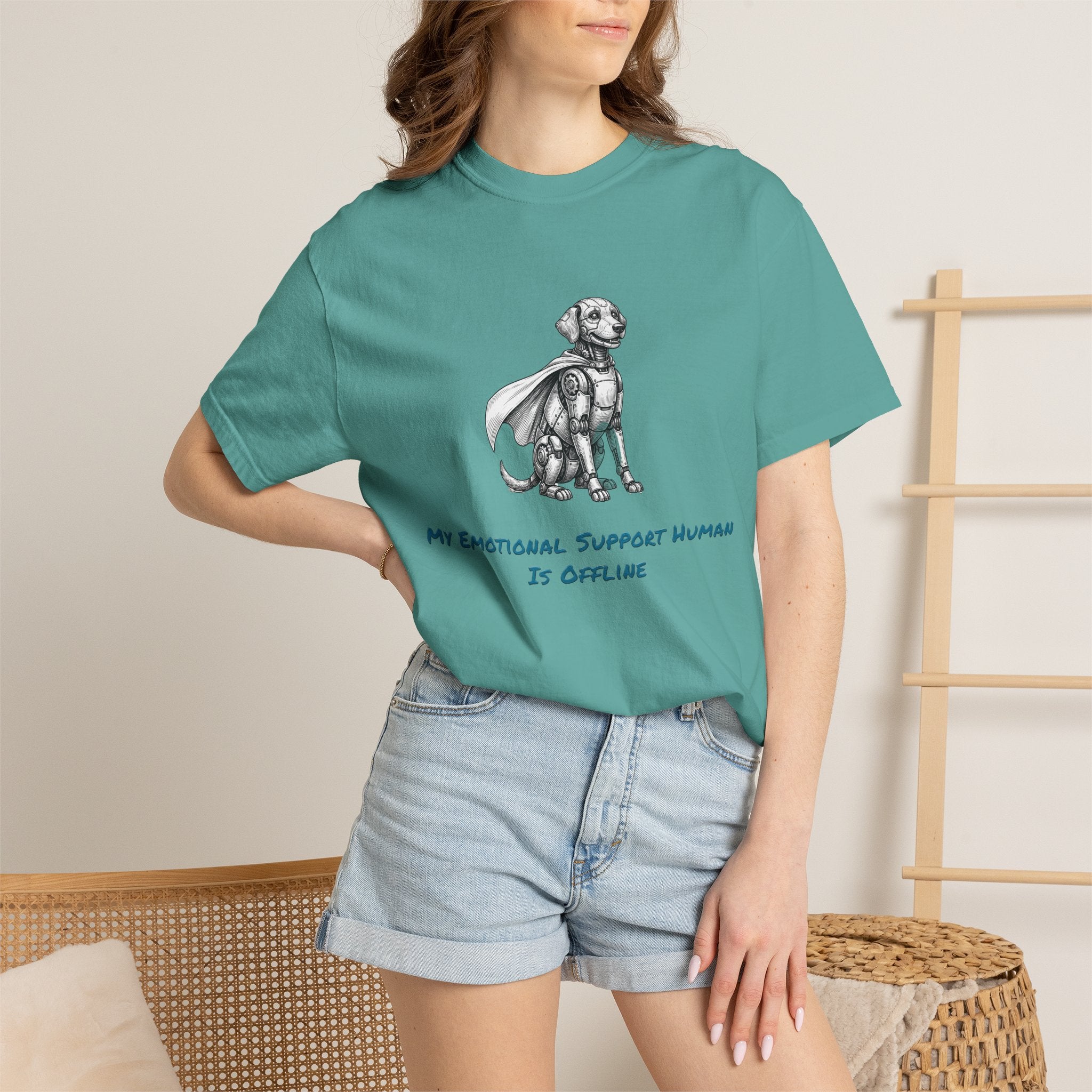 Robot Dog T-Shirt — My Emotional Support Human Is Offline