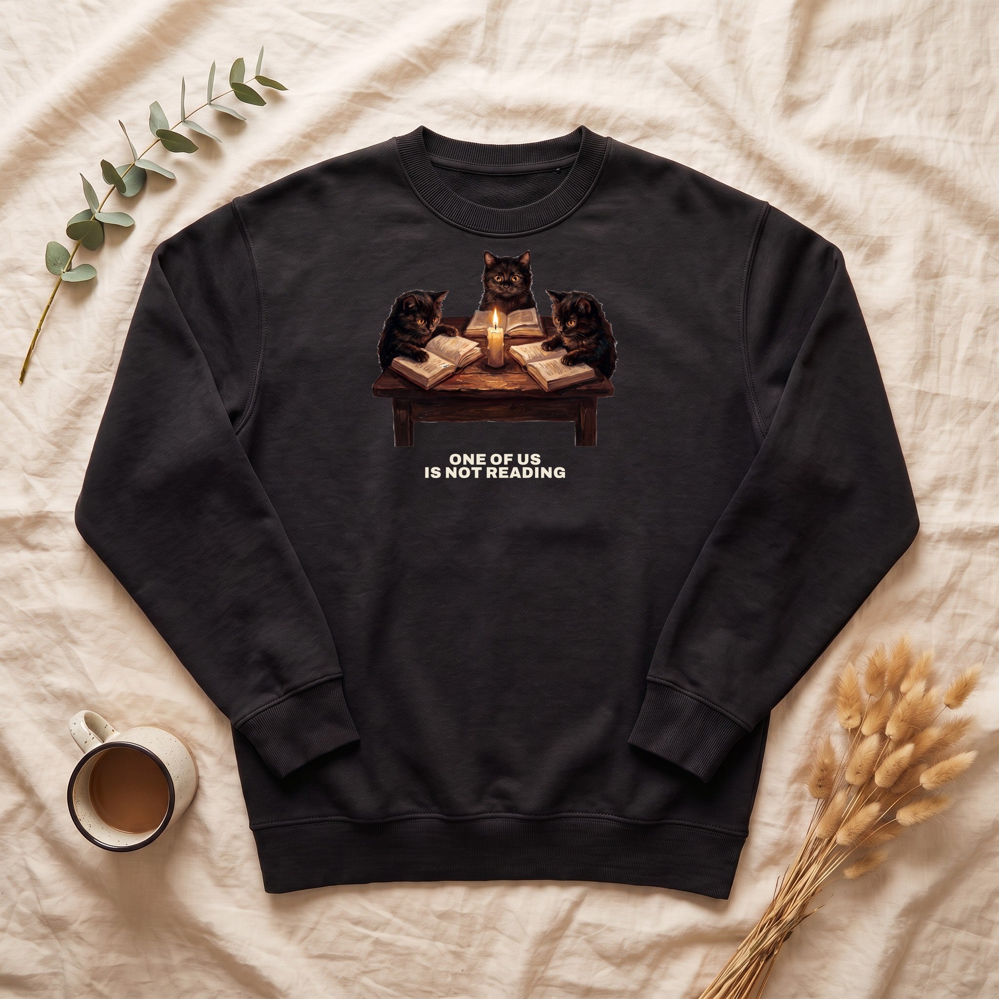 Book Club Cats Sweatshirt, One Of Us Is Not Reading Crewneck, Funny Book Club Group Sweatshirt, Reader Cat Lover Gift