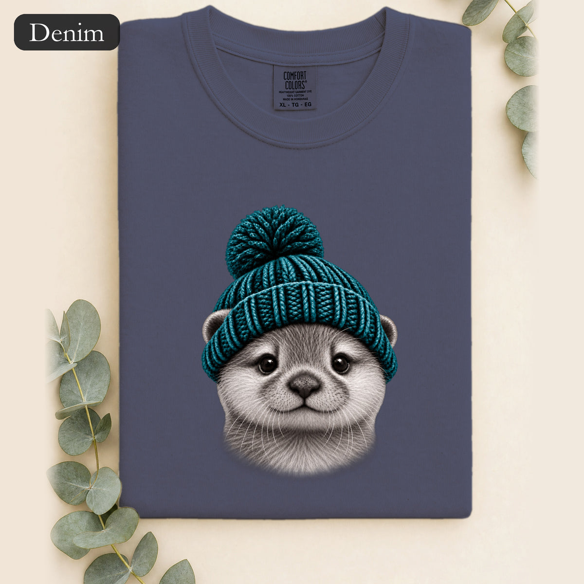 Otter Wearing Beanie Shirt | Cute Animal Illustration