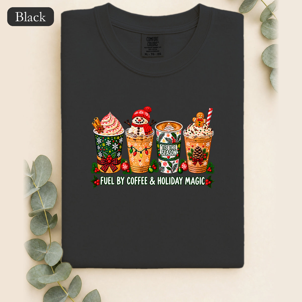 Cozy Holiday Coffee Cocoa Graphic Shirt | Winter Drink Design