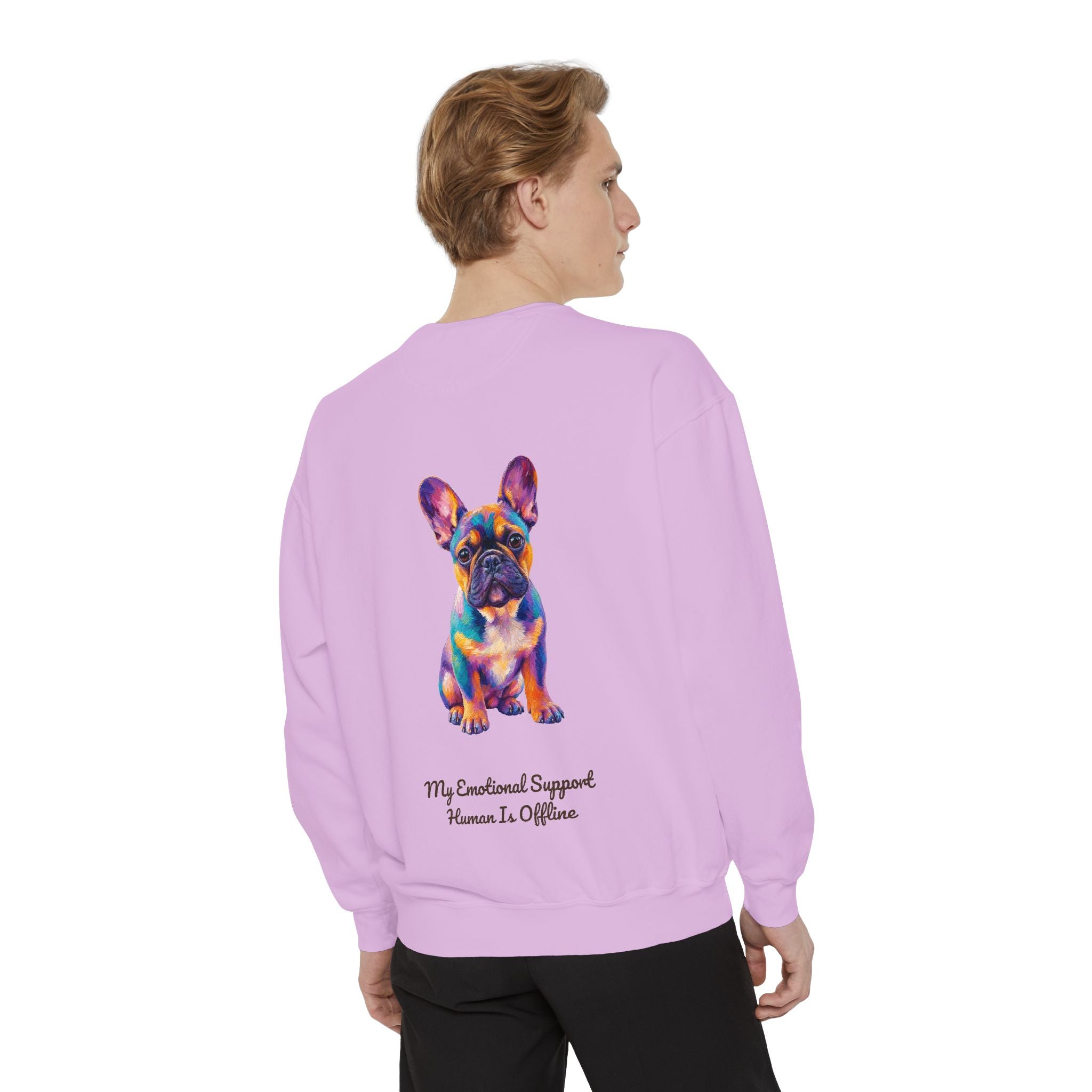 French Bulldog Shirt, My Emotional Support Human Is Offline Tee, Funny Frenchie Dog Mom Gift, Painterly Dog Lover Sweatshirt