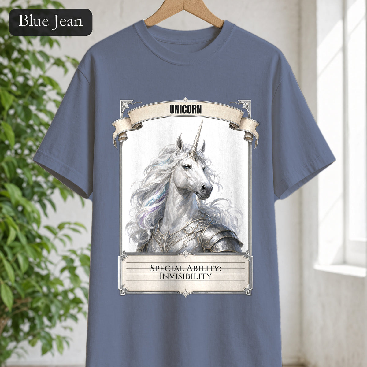 Unicorn Invisibility Stat Card Shirt, Funny RPG Gamer Tee, Tabletop D20 Fantasy Gift, Dungeon Dice Sweatshirt